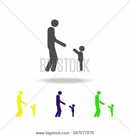 Child Reaches Father Multicolored Icons. Element Of Life Married People Illustration. Signs And Symb