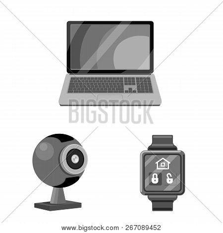 Isolated Object Of Laptop And Device Logo. Set Of Laptop And Server Stock Vector Illustration.