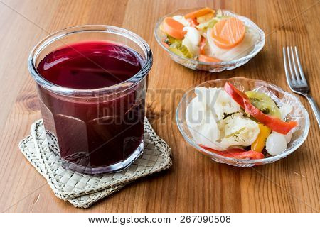 Turkish Turnip Juice With Pickles / Salgam Suyu.