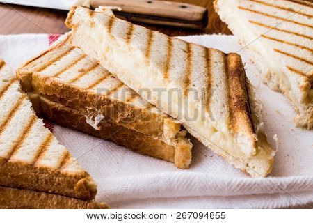 Turkish Sandwich Toast (tost) With Cheddar Or Melted Cheese.