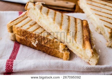 Turkish Sandwich Toast (tost) With Cheddar Or Melted Cheese.