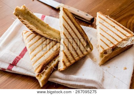 Turkish Sandwich Toast (tost) With Cheddar Or Melted Cheese.