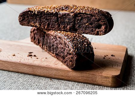 Ay Coregi / Turkish Pastry With Chocolate, Sesame And Dried Raisin.
