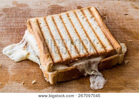 Turkish Sandwich Toast (tost) With Cheddar Or Melted Cheese.