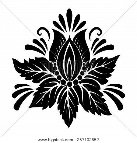 Vector Damask Element. Isolated Damask Central Illistration. Classical Luxury Old Fashioned Damask O