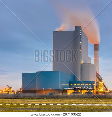 Coal Powered Electicity Power Plant In Europoort Area, Maasvlakte Rotterdam Netherlands