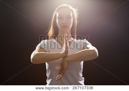 Hip-hop, Jazz-funk, Tecktonik, Waacking, Trance And Street Dances Concept - Young Woman Dancing Jazz