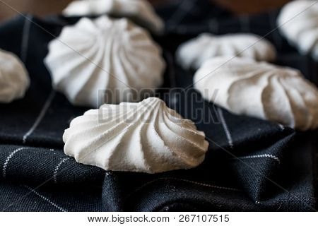Turkish Beze Or Meringue On Black Handkerchief