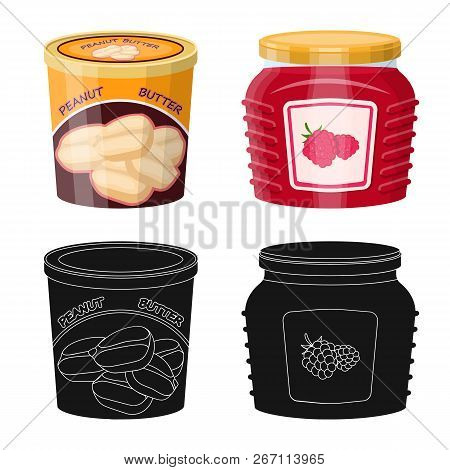 Vector Illustration Of Can And Food Logo. Collection Of Can And Package Vector Icon For Stock.