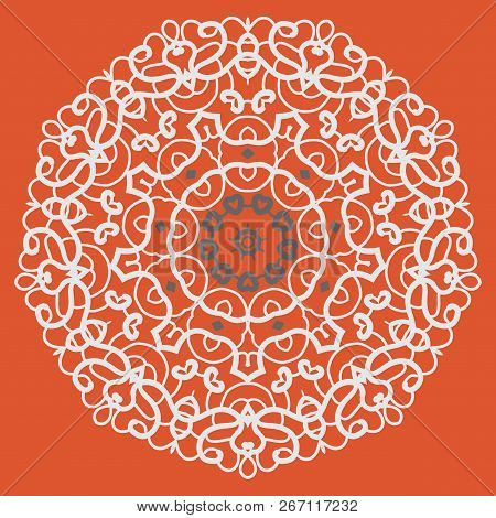 Ornamental Mandala On Seamless Pattern, Vector Illustration