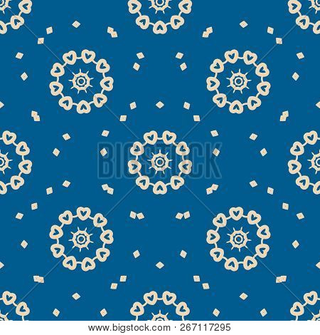 Seamless Blue Background With Abstract Oriental Shapes Like Mandala Or Mehndie Painting