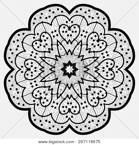 Mandala. Round Ornament Pattern In Black Color