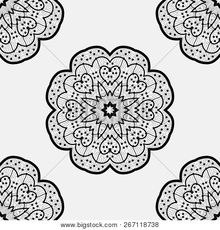 Ethnic Round Element. Design With Abstract Unusual Ethnic Pattern. Tribal Mandala. Symmetric Ornamen