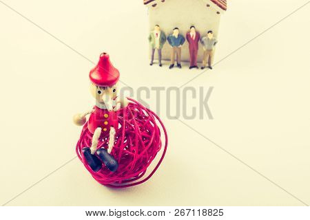 Tiny Figurine Of Man Miniature Model Puppet Pinocchio