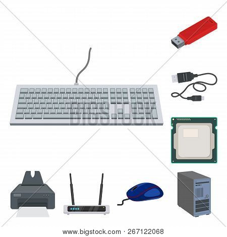 Vector Illustration Of Laptop And Device Logo. Collection Of Laptop And Server Stock Symbol For Web.