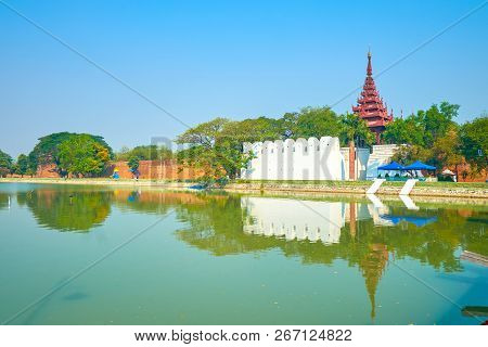 The Beautiful Towers With Pyatthat Roofs Located On The Defensive Walls Of Mandalay Royal Palace, My