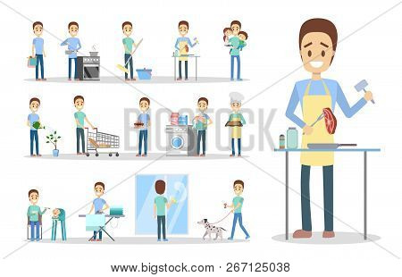 Man Clean Home And Doing A Housework