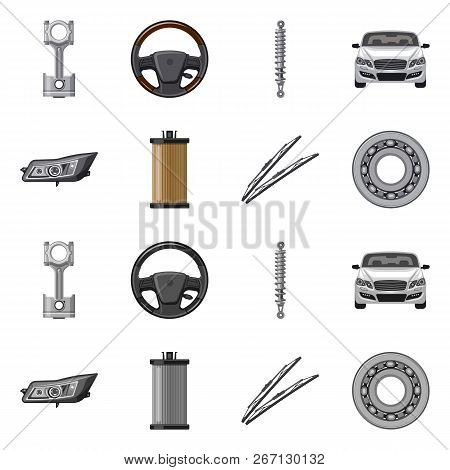 Vector Illustration Of Auto And Part Icon. Collection Of Auto And Car Stock Vector Illustration.