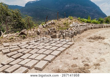 Adobe Bricks Dry In Belen Gualcho Village, Honduras