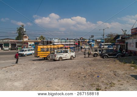 La Entrada, Honduras - April 11, 2016: Road Traffic In La Entrada Town