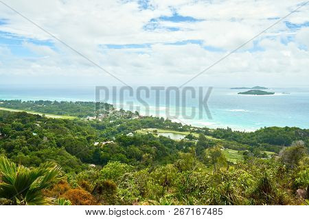 View On Anse Kerlan Fom Chenard's Moutain, Praslin, Seychelles