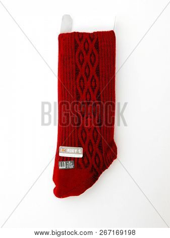GOMEL, BELARUS - October 21, 2018: Dunhill socks. Alfred Dunhill Limited is a British luxury goods brand, specialising in ready-to-wear, custom and bespoke menswear, leather goods, and accessories