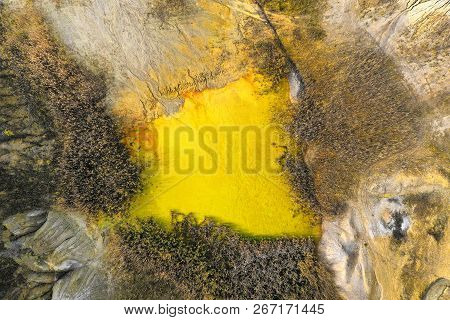 Aerial View Of Lake In Open Pit Mine