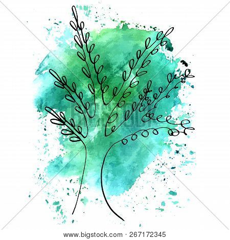 A Line Drawing Of A Tree With A Watercolor Texture, An Abstract Vector Illustration