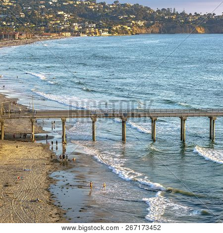 Scripps Pier And Coastal Houses In San Diego Ca