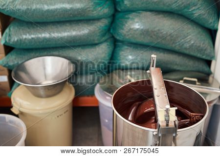 Various Ingredients Inside Of An Artisanal Chocolate Making Factory