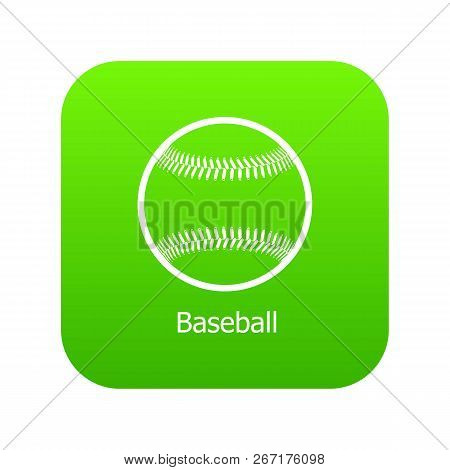 Baseball Icon Green Vector Isolated On White Background