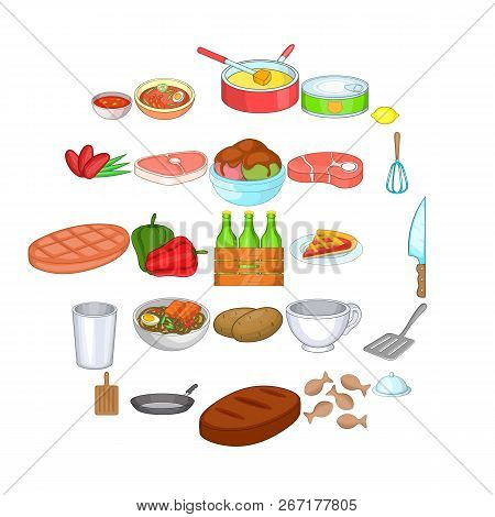 Romantic Dinner Icons Set. Cartoon Set Of 25 Romantic Dinner Vector Icons For Web Isolated On White 