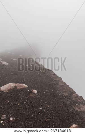 Misty Mysterious Rim Of Telica Volcano Crater, Nicaragua