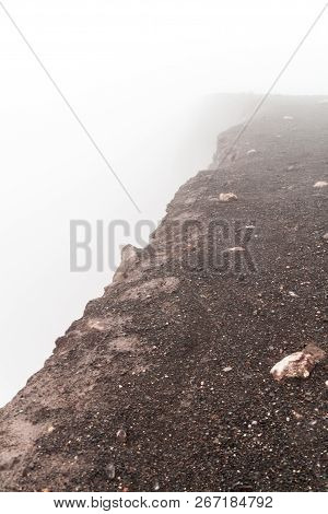 Misty Mysterious Rim Of Telica Volcano Crater, Nicaragua