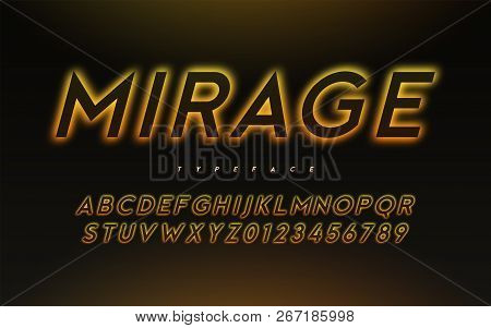 Vector Trendy Neon Light Or Eclipse Style Glowing Font Design
