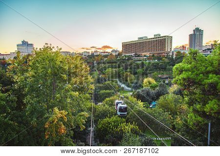 Istanbul, Turkey : Macka Democracy Park With Cable Car, Teleferik, On October 5, 2018