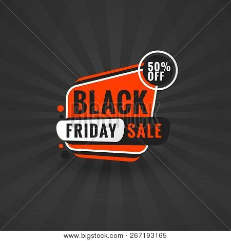 Black Friday Sale Sticker. Discount Banner. Special Offer Sale Tag. Red And Black Color Theme. Vecto