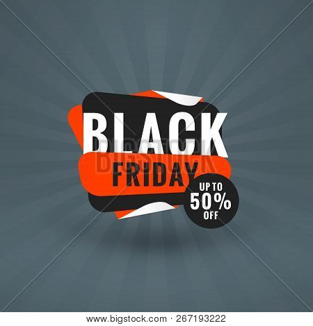 Black Friday Sale Sticker. Discount Banner. Special Offer Sale Tag. Red And Black Color Theme. Vecto