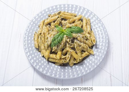 Italian Penne Pasta With Sauce Pesto