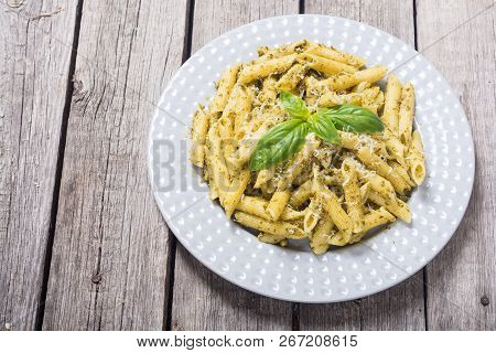 Italian Penne Pasta With Sauce Pesto