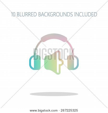 Headphones And Volume Level. Medium Volume Level. Simple Icon. Colorful Logo Concept With Simple Sha