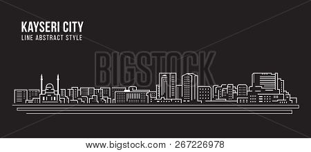 Cityscape Building Line Art Vector Illustration Design - Kayseri City