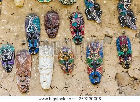 Traditional Balinese Masks At A Souvenir Shop In Tenganan Village, Indonesia