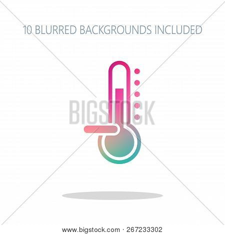 Thermometer, Cold. Subzero Temperature. Colorful Logo Concept With Simple Shadow On White. 10 Differ