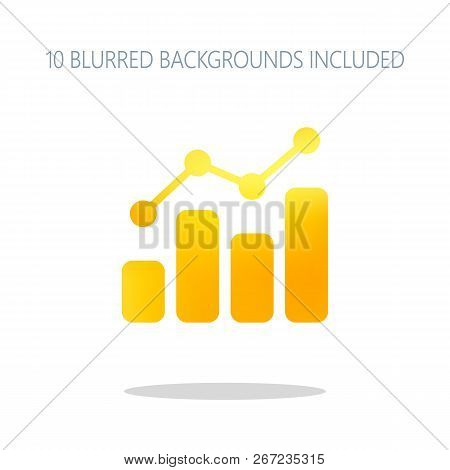 Finance Grapgic, Grow. Colorful Logo Concept With Simple Shadow On White. 10 Different Blurred Backg