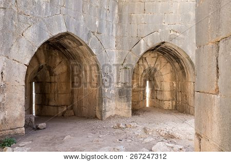 The Inner Part Of The Destroyed Round Tower In Nimrod Fortress Located In Upper Galilee In Northern 