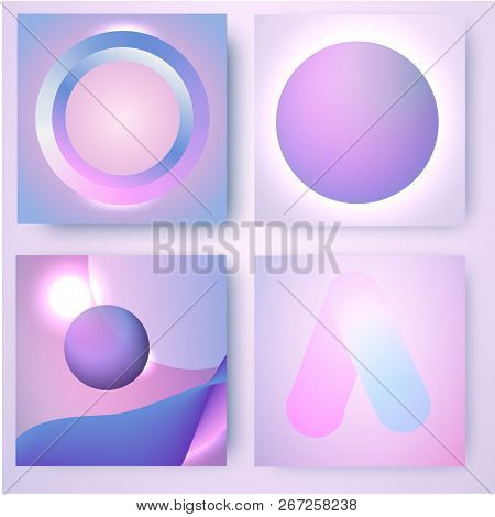 Collection Of Covers With Soft Gradient Colors And Shapes. Design Template For Banners, Placards, Po