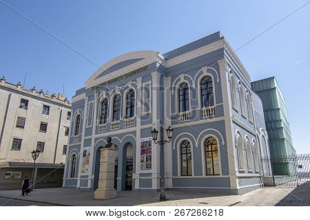 Main Facade Of The Ramos Carrión Theater In The City Of Zamora, Spain