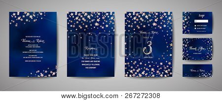 Save The Date Vector Illustration With Night Starry Sky, Wedding Party Star Celestial In Vector