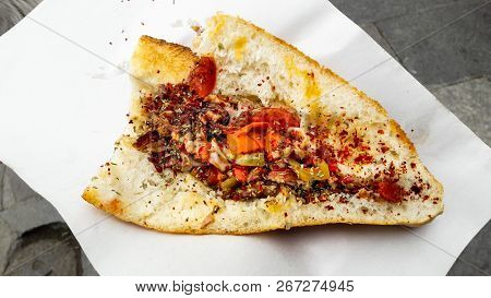 Turkish Street Food Kokorec Made With Sheep Bowel.